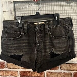 We The Free Black Distressed Jean Shorts